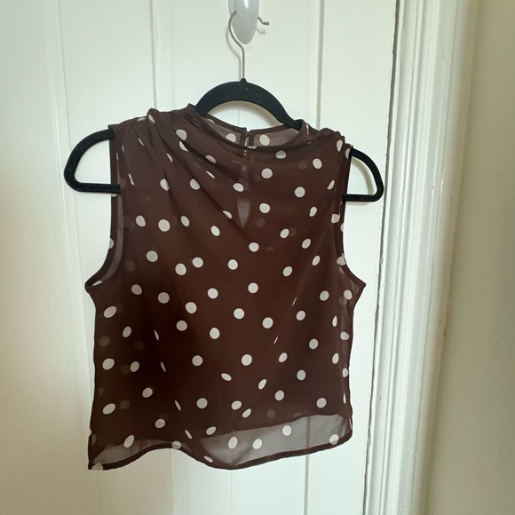 Brown Polka Dot Sleeveless mesh top Abercrombie XS - Picture 3 of 4